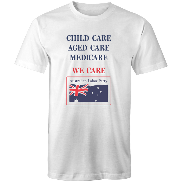 Vintage Labor: 'We Care' Tee (white or grey)